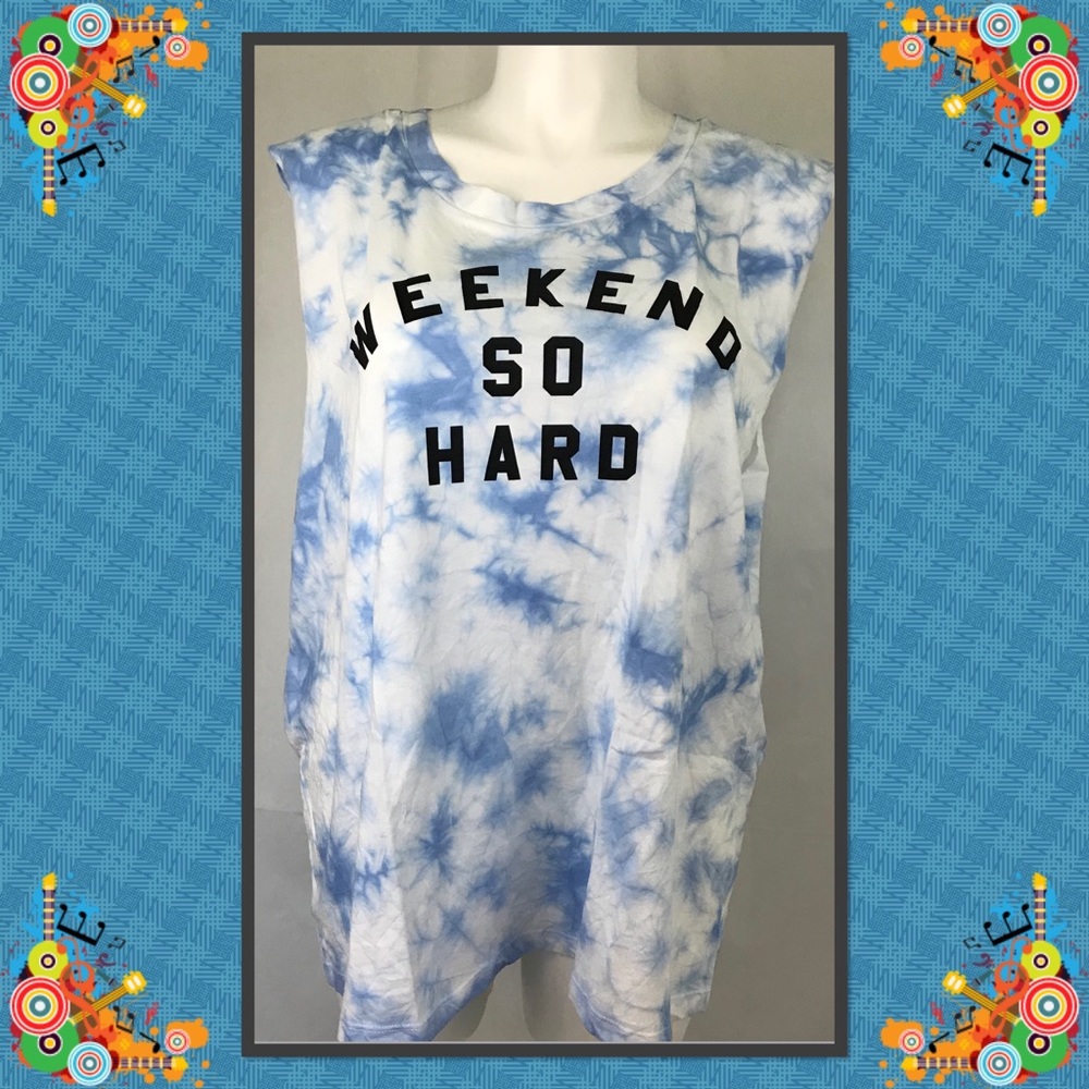 Graphic T shirt Weekend So Hard tie dye blues